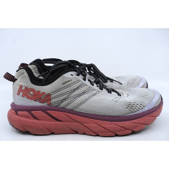 Hoka One One Clifton 6 Womens Sz 9 White Pink Running Walking Sneakers Comfort - Picture 3 of 7